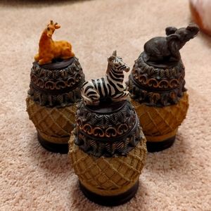 Decorative animal jars 3 piece set